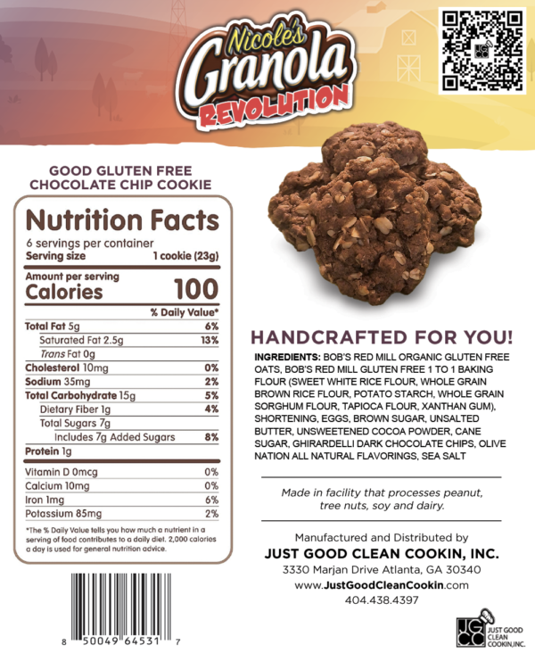 Labels Revised Gluten Free Cookie w QR Code Back 2024
